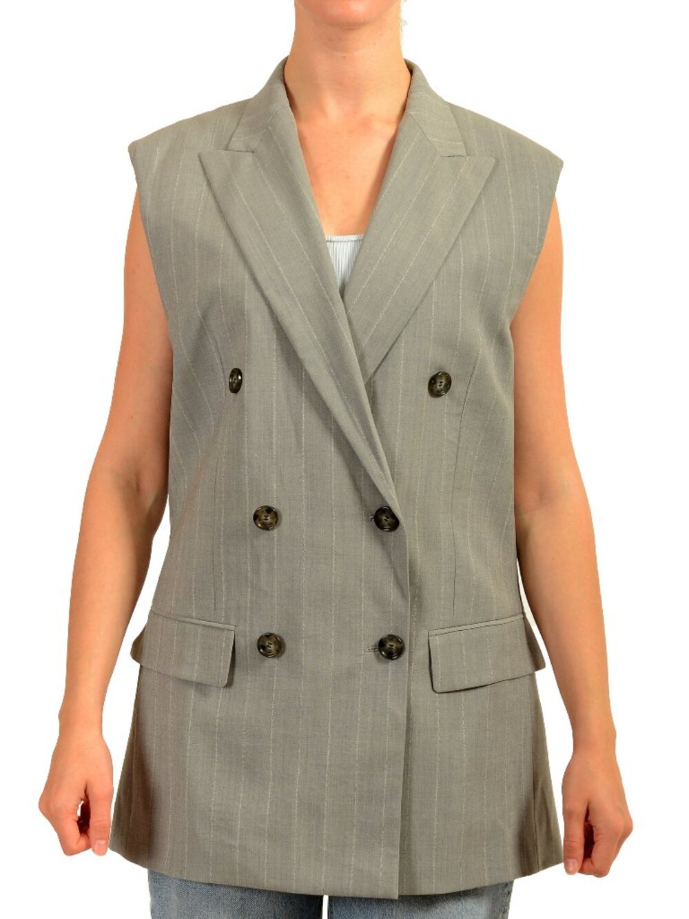 Hugo Boss & Naomi Campbell Women's "Jettaway" 100% Wool Striped Vest US 16 IT 52